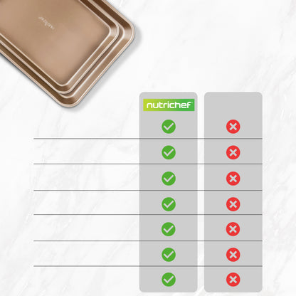 Non-stick-bageplade til småkager | Bagesæt med 2 store og mellemstore bageplader i metal til ovnen - professionel kvalitet, non-stick-bageplader med kanter, der garanteret ikke deformeres - FDA-godkendt. - NC2TRBK1.5