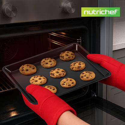 Bageplade til småkager i 2 dele med nonstick-belægning – professionel kvalitet til madlavning og bagning, med sort belægning indvendigt og udvendigt – NC2TRBL.5