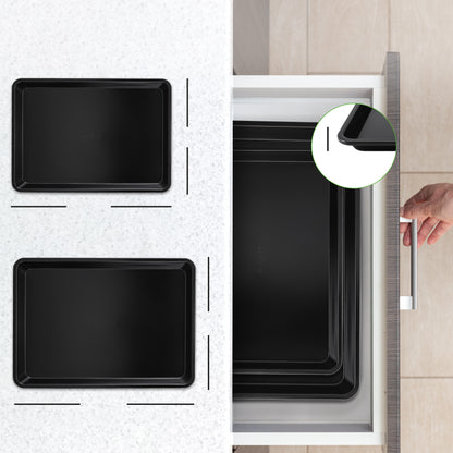 Bageplade til småkager i 2 dele med nonstick-belægning – professionel kvalitet til madlavning og bagning, med sort belægning indvendigt og udvendigt – NC2TRBL.5