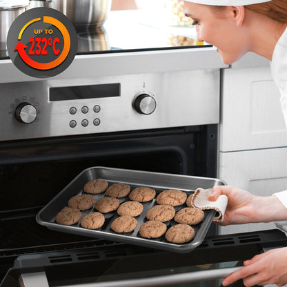 Bageplade til småkager i 2 dele med nonstick-belægning – professionel kvalitet til madlavning og bagning, med grå belægning indvendigt og udvendigt – NC2TRGY.5