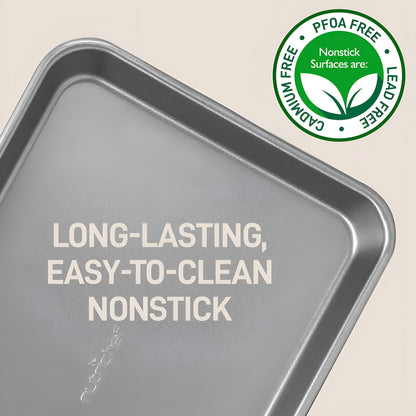 Bageplade til småkager i 2 dele med nonstick-belægning – professionel kvalitet til madlavning og bagning, med grå belægning indvendigt og udvendigt – NC2TRGY.5