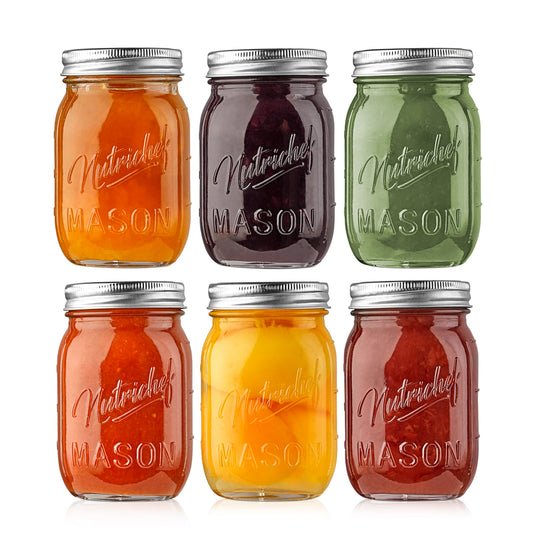 6 Pcs. Glass Mason Jars With Regular Lids And Bands Diy Magnetic Spice Jars Ideal For Meal Prep Jam Honey Wedding Favors And More - NCMSJ6