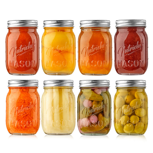 8 Pcs. Glass Mason Jars With Regular Lids And Bands Diy Magnetic Spice Jars Ideal For Meal Prep Jam Honey Wedding Favors And More - NCMSJ8