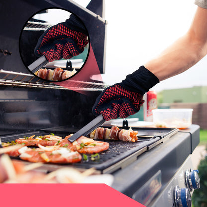 Rękawice grillowe odporne na ekstremalne temperatury 1472°F, 14 szt., silikonowe rękawice kuchenne do piekarnika, dopuszczone do kontaktu z żywnością, antypoślizgowe, do gotowania i grillowania - NCGRGLV03.5