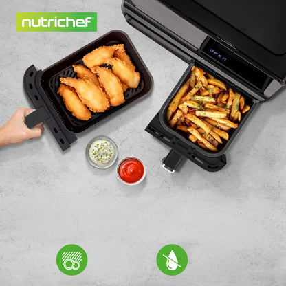 Fritadeira de ar quente com dois cestos de 4,4 Qt - panela elétrica sem óleo com visor digital personalizável e janela transparente (preta) - NCAF5508AT.5