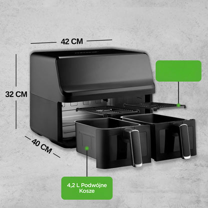 Fritadeira de ar quente com dois cestos de 4,4 Qt - panela elétrica sem óleo com visor digital personalizável e janela transparente (preta) - NCAF5508AT.5