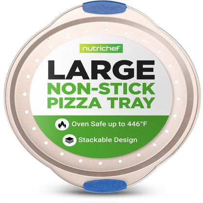 Plaque à pizza antiadhésive de 13 pouces, facile à nettoyer, en acier au carbone doré - BKNCSBSG60PIZZAP