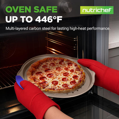 Plaque à pizza antiadhésive de 13 pouces, facile à nettoyer, en acier au carbone doré - BKNCSBSG60PIZZAP