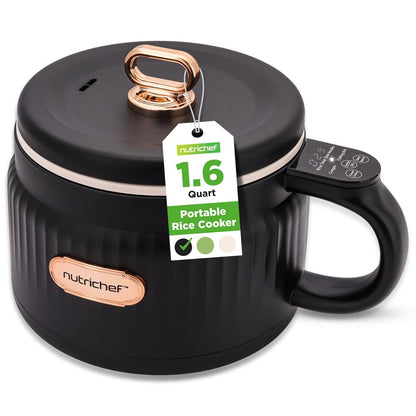 Tragbarer Reiskocher, schnelles Garen, keramische Antihaftbeschichtung, Fassungsvermögen 1,6 l – NC12BBLACK