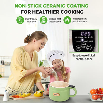 Portable Rice Cooker Rapid Cooking Non-Stick Ceramic Green - NC12BGREEN