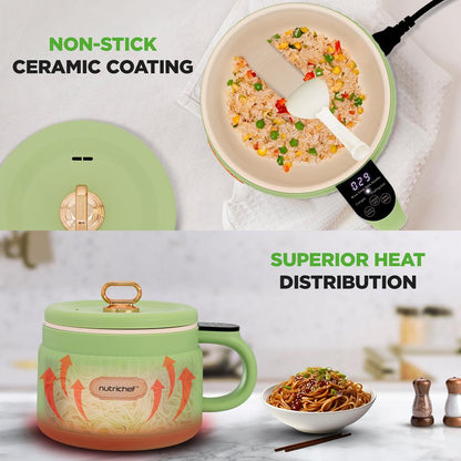 Portable Rice Cooker Rapid Cooking Non-Stick Ceramic Green - NC12BGREEN