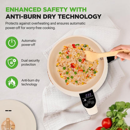 Panela de arroz portátil de cozedura rápida, com revestimento cerâmico antiaderente, branca - NC12BWHITE