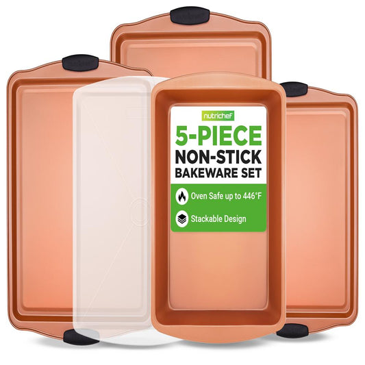 5-osaline mittenakkuvate küpsetusvormide komplekt, virnastatav süsinikteras, lihtsasti puhastatav – NC5PCS