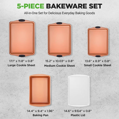 5-częściowy zestaw nieprzywierających blach do pieczenia, stal węglowa, możliwość układania w stos, łatwe czyszczenie – NC5PCS
