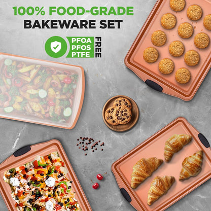 5-częściowy zestaw nieprzywierających blach do pieczenia, stal węglowa, możliwość układania w stos, łatwe czyszczenie – NC5PCS