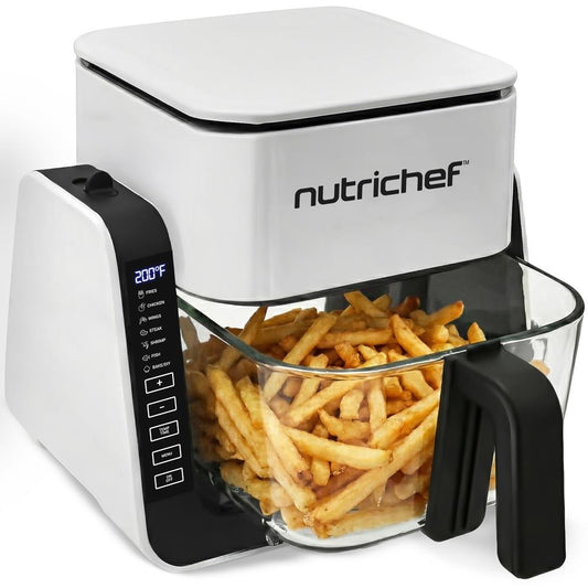 4 QT Air Fryer Grill Combo Even Cooking Glass Pot White - NCAF538TW