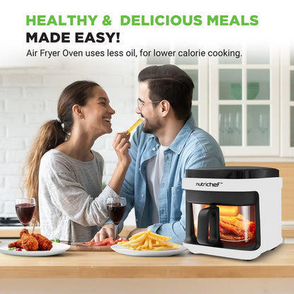Airfryer, 5,8 qt, snabb tillagning, transparent skål, vit – NCAF539TW