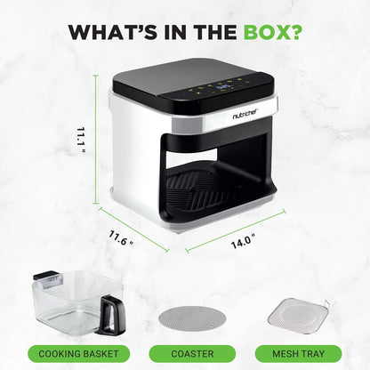 Airfryer, 5,8 qt, snabb tillagning, transparent skål, vit – NCAF539TW