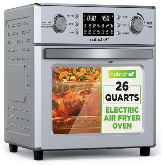 26L Electric Air Fryer Oven Rotisserie 1700W 10 Presets Silver - NCAFS26A