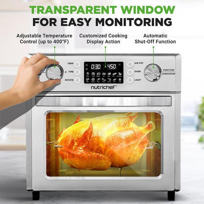 26L elektrisk varmluftsfritösugn med rotisseri, 1700W, 10 förinställningar, silver – NCAFS26A