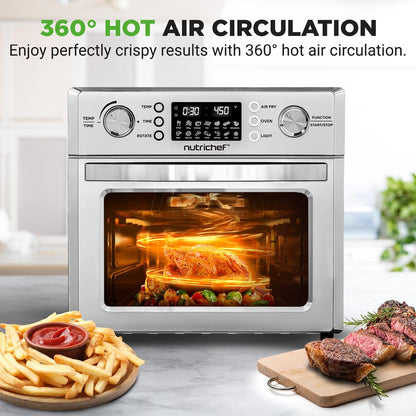 26L elektrisk varmluftsfritösugn med rotisseri, 1700W, 10 förinställningar, silver – NCAFS26A