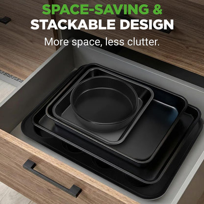 Stabelbart bagesæt med nonstick-belægning, nem at løsne, kulstofstål, sort – NCBK6BK