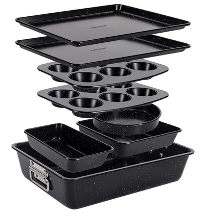8-delars set med nonstick-bakformar, stapelbara, kolstål, svart marmor – NCBKSTK13