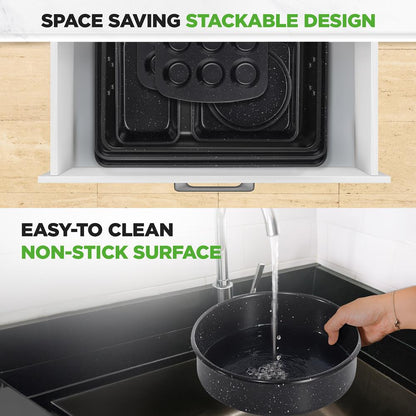 8-delars set med nonstick-bakformar, stapelbara, kolstål, svart marmor – NCBKSTK13