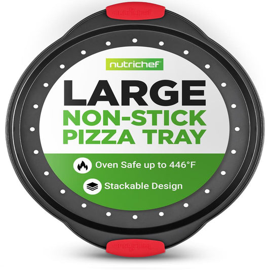Teglia per pizza antiaderente da 13, cottura uniforme, in acciaio al carbonio perforato grigio - NCBPIZ1