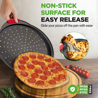Pizzafad i 2 dele med nonstick-belægning, nem at løsne, kulstofstål, grå – NCBPIZX2