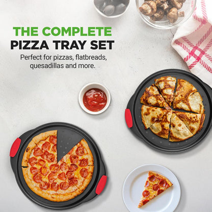 Pizzafad i 2 dele med nonstick-belægning, nem at løsne, kulstofstål, grå – NCBPIZX2