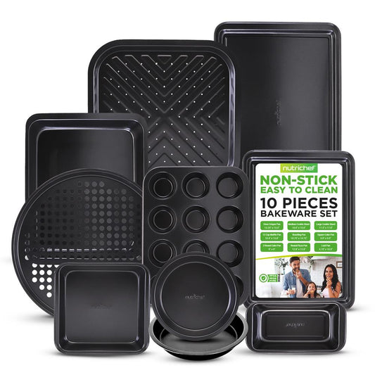10-Piece Nonstick Bakeware Set - Easy Release Carbon Steel Gray - NCBS10S