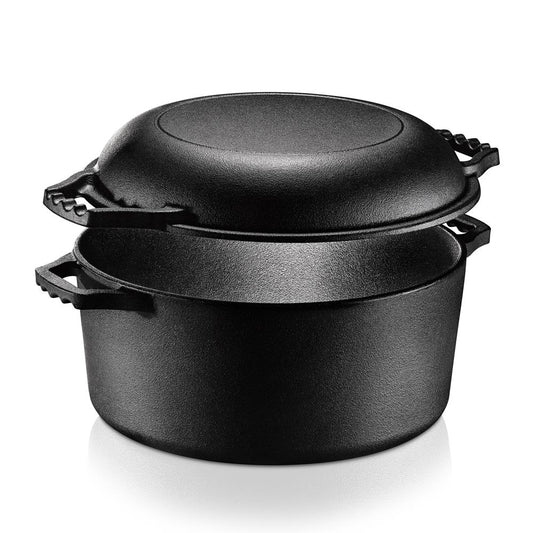 2 w 1: wstępnie wypalony, nieprzywierający żeliwny garnek typu Dutch oven i pokrywka będąca patelnią – NCCI2PT8