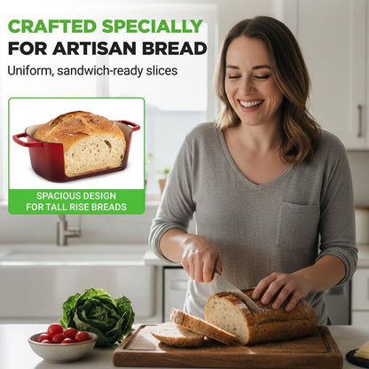 Nutrichef emaliowany żeliwny garnek holenderski 3.6Qt z pokrywką i silikonowymi rękawicami, idealny do pieczenia, duszenia, opiekania, gotowania na wolnym ogniu i smażenia (czerwony) – NCCIEDO3RD