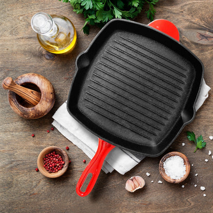 Padella grill in ghisa da 11" con segni di grigliatura perfetti e rivestimento in smalto porcellanato - NCCIES47