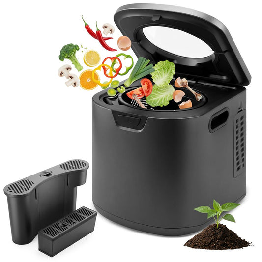 Electric Kitchen Composter 4L Self-Cleaning Odorless & Low Noise Turning Food Waste Into Fertilizer (Gray) - NCCMP4LGY