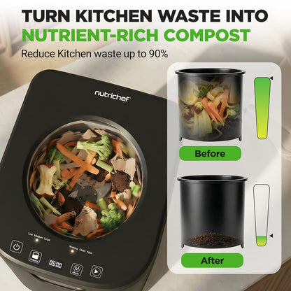 Compostador de cocina eléctrico de 4 l, autolimpiante, sin olores y de bajo ruido, convierte los residuos de alimentos en fertilizante (gris) - NCCMP4LGY