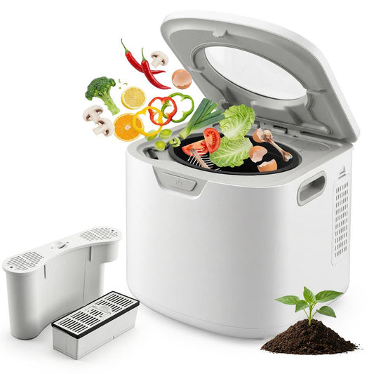 Electric Kitchen Composter 4L Self-Cleaning Odorless & Low Noise Turning Food Waste Into Fertilizer (White) - NCCMP4LWH
