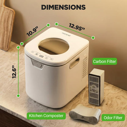 Compostador eléctrico de cocina de 4 l, autolimpiante, sin olores y de bajo ruido, convierte los residuos de alimentos en fertilizante (blanco) - NCCMP4LWH