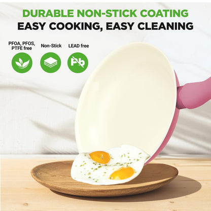 54-Piece Non-Stick Cookware Set Even Heat Ceramic Blush Pink - NCCW54PNK