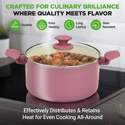 54-Piece Non-Stick Cookware Set Even Heat Ceramic Blush Pink - NCCW54PNK