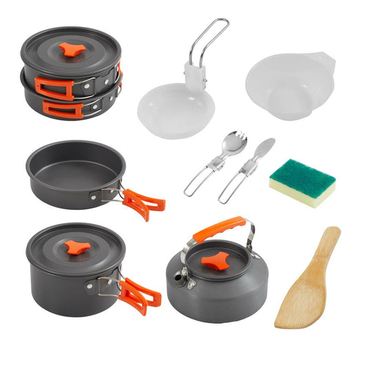 Camping Cookware Set - Lightweight Nonstick Aluminum Grey - NCCWCMP12