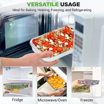 4 Sets Of High Borosilicate Rectangular Glass Bakeware Set With Pe Lid (Gray) - NCGL4XGY