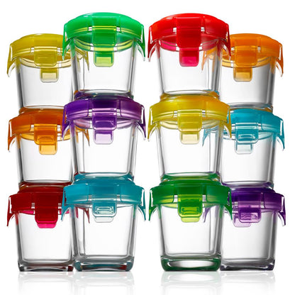 24-Piece Glass Food Storage Set Airtight Leak-Proof Stackable 4.48oz - NCGLBAB