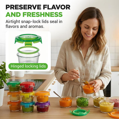 24-Piece Glass Food Storage Set Airtight Leak-Proof Stackable 4.48oz - NCGLBAB