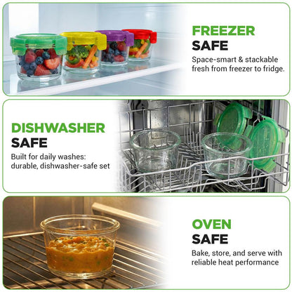 24-Piece Glass Food Storage Set Airtight Leak-Proof Stackable 4.48oz - NCGLBAB