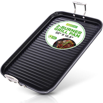 Tigaie grill pentru plită – antiaderentă, încălzire uniformă, aluminiu anodizat dur – NCGRP59