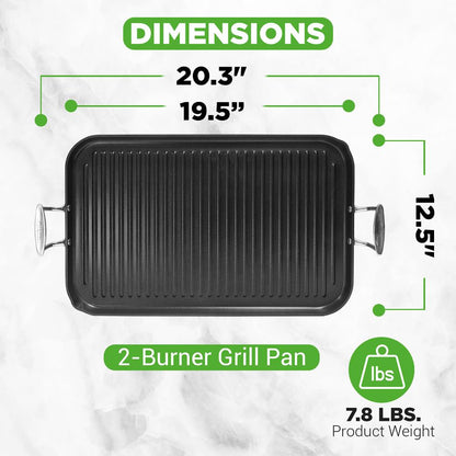 Tigaie grill pentru plită – antiaderentă, încălzire uniformă, aluminiu anodizat dur – NCGRP59