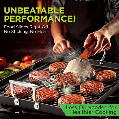 Tigaie grill pentru plită – antiaderentă, încălzire uniformă, aluminiu anodizat dur – NCGRP59