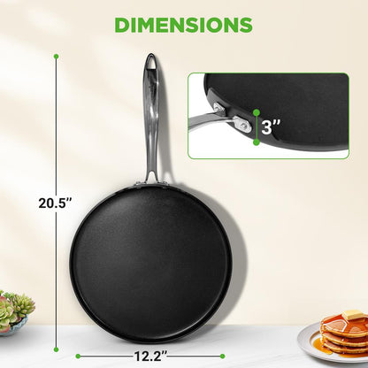 12 Nonstick Crepe Pan Even Heating Hard-Anodized Dishwasher Safe - NCHAC45